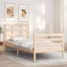 Solid Wood Small Single Bed Frame with Headboard | Hipomarket