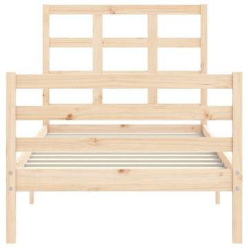 Solid Wood Small Single Bed Frame with Headboard | Hipomarket