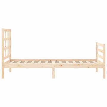 Solid Wood Small Single Bed Frame with Headboard | Hipomarket