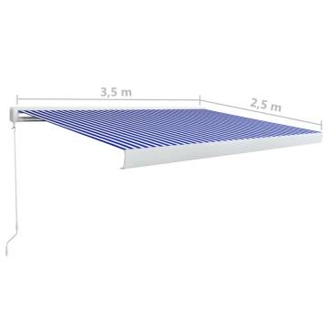 Manual Cassette Awning 350x250 cm Blue & White - HipoMarket