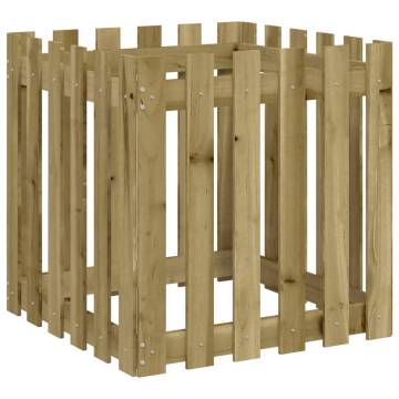 Garden Planter with Fence Design - 60x60 cm Pine Wood