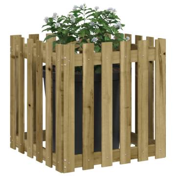 Garden Planter with Fence Design - 60x60 cm Pine Wood