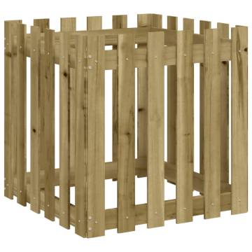 Garden Planter with Fence Design - 60x60 cm Pine Wood