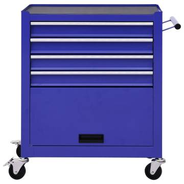 Tool Trolley with 4 Drawers - Durable Steel Blue Storage