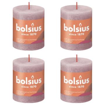 Bolsius Rustic Pillar Candles Shine - 4 pcs Ash Rose