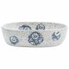 Chic Grey and Blue Oval Countertop Basin | 47x33 cm