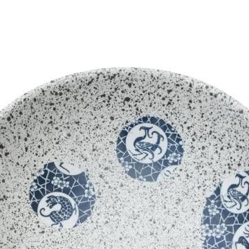 Chic Grey and Blue Oval Countertop Basin | 47x33 cm