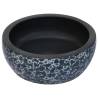 Black & Blue Round Countertop Basin - Elegant Ceramic Sink