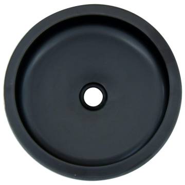 Black & Blue Round Countertop Basin - Elegant Ceramic Sink