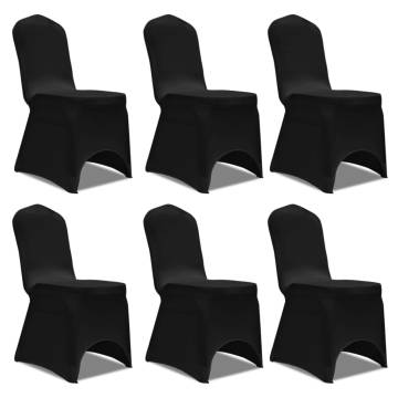 Stretch Black Chair Covers (Pack of 6) | Hipomarket