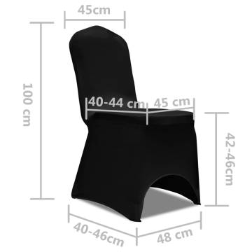 Stretch Black Chair Covers (Pack of 6) | Hipomarket