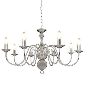 Elegant Silver Chandelier - 8 x E14 Bulbs | Hipomarket UK