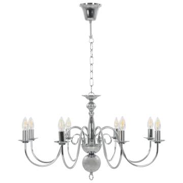 Elegant Silver Chandelier - 8 x E14 Bulbs | Hipomarket UK