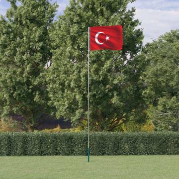 Turkey Flag & Pole 5.55m Aluminium - Durable National Set