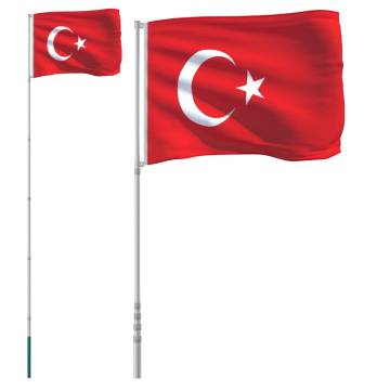 Turkey Flag & Pole 5.55m Aluminium - Durable National Set