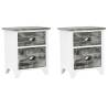 Elegant Grey & White Nightstands | Set of 2 Drawers