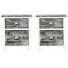 Elegant Grey & White Nightstands | Set of 2 Drawers