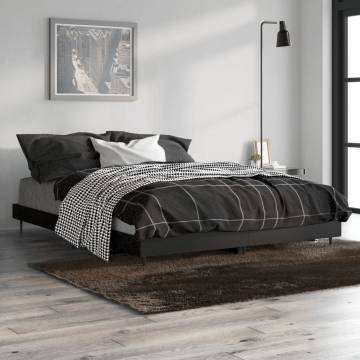 Black Bed Frame 135x190 cm Double - Engineered Wood