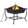 Fire Pit Black 42x42x45 cm Steel - Perfect for Outdoor Warmth