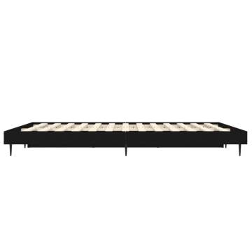 Black Bed Frame 135x190 cm Double - Engineered Wood