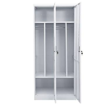 Light Grey Steel Wardrobe | 80x50x180 cm Storage Solution