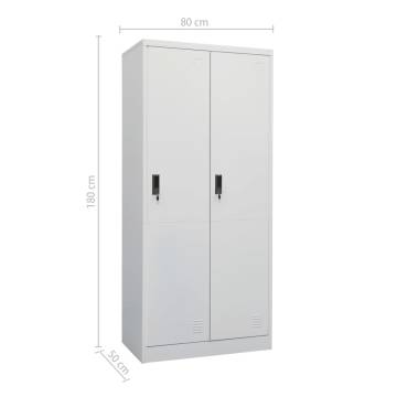 Light Grey Steel Wardrobe | 80x50x180 cm Storage Solution