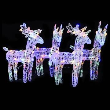 Christmas Reindeers 4 pcs Multicolour 160 LEDs Acrylic