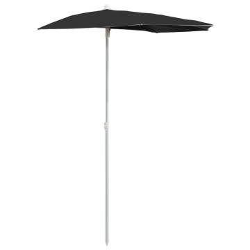 Garden Half Parasol with Pole 180x90 cm - Black Shade Solution