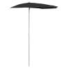 Garden Half Parasol with Pole 180x90 cm - Black Shade Solution