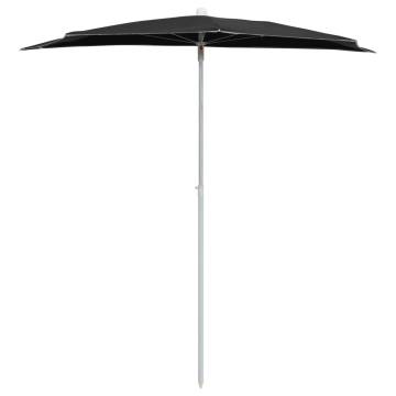 Garden Half Parasol with Pole 180x90 cm - Black Shade Solution