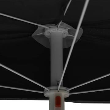 Garden Half Parasol with Pole 180x90 cm - Black Shade Solution