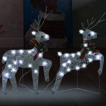 Christmas Reindeers 2 pcs Silver with 40 LEDs | Hipomarket