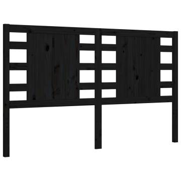 Black Bed Frame with Headboard 160x200 cm - Solid Wood