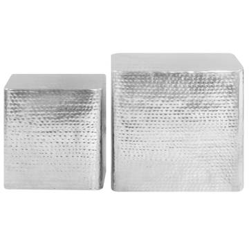 Stylish Silver Aluminium Coffee Tables - Set of 2