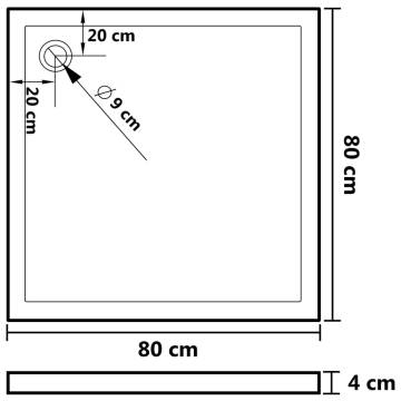 Square ABS Shower Base Tray White 80x80 cm - Modern Comfort