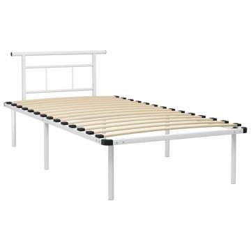 Elegant White Metal Bed Frame 100x200 cm | Hipomarket