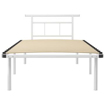 Elegant White Metal Bed Frame 100x200 cm | Hipomarket