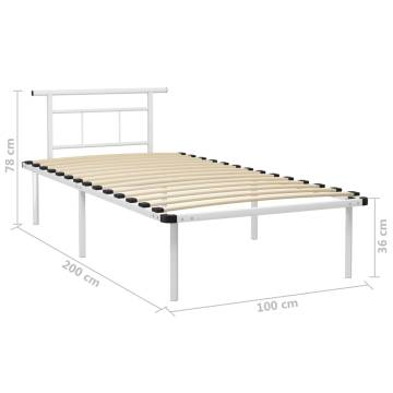 Elegant White Metal Bed Frame 100x200 cm | Hipomarket