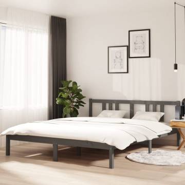 Stylish Grey Solid Wood Bed Frame 160x200 cm - Hipomarket