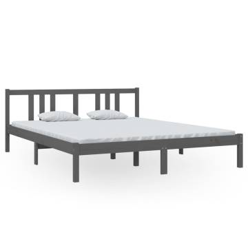 Stylish Grey Solid Wood Bed Frame 160x200 cm - Hipomarket