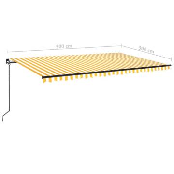 Manual Retractable Awning with LED - Yellow & White 500x300