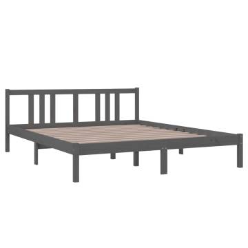 Stylish Grey Solid Wood Bed Frame 160x200 cm - Hipomarket