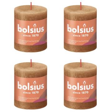 Bolsius Rustic Pillar Candles - Spice Brown (4 pcs) | HipoMarket