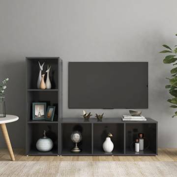 Stylish Grey TV Cabinets - 2 pcs, Engineered Wood | HipoMarket