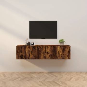 Wall-mounted TV Cabinets - Smoked Oak 80x34.5x40 cm (2 pcs)