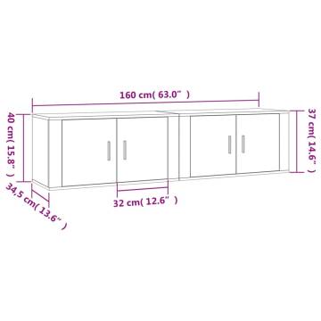 Wall-mounted TV Cabinets - Smoked Oak 80x34.5x40 cm (2 pcs)