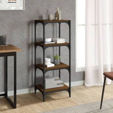 Stylish Brown Oak Book Cabinet | Durable Engineered Wood & Steel