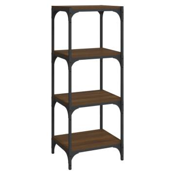 Stylish Brown Oak Book Cabinet | Durable Engineered Wood & Steel