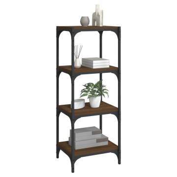 Stylish Brown Oak Book Cabinet | Durable Engineered Wood & Steel