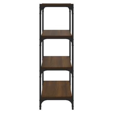 Stylish Brown Oak Book Cabinet | Durable Engineered Wood & Steel